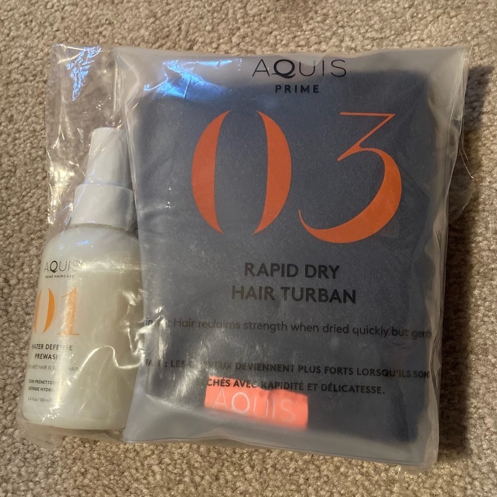 B1G1🌸 Aquis Prime Rapid Dry Hair Turban Towel and Water Defense Prewash